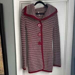 Free People red & grey sweater/cardigan
